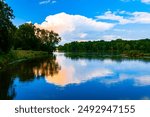 River banks of Fox River in Illinois. 