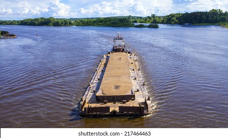 River Barge Loaded With Sand