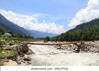 River Beas In The Kullu Valley. District Manali, Himachal Pradesh, India.