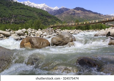 River Beas In Kullu Valley Near Manali.