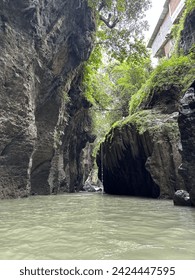 river between beautiful cliffs and clear skies
