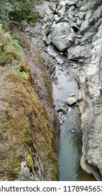 a river between rocks top view