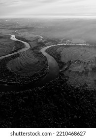 River Bw Landscape Dron Forest Background