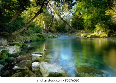 The River Ceou< Dordogne, France.