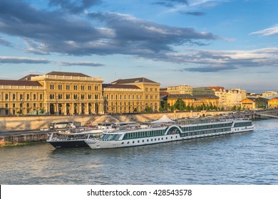 River Cruise Boats On The Danube River In Budapest