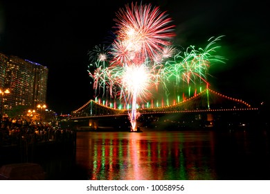 River Dance Festival Fireworks At Brisbane