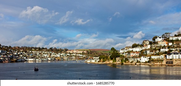 The River Dart with Dartmouth (left bank) and Kingswear (right bank), Devon, England, UK.