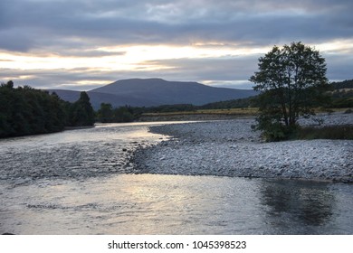 River Dee And Royal Deeside Near Braemar, Aberdeenshire, Scotland, United Kingdom. September 2017