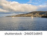 The River Derwent rises at Lake St Clair and flows over more than 200 kilometres before reaching the Tasman Sea - Hobart, Tasmania, Australia