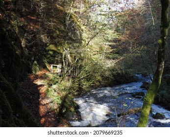 River Doon Flowing Down Ness Glen In East Ayrshire