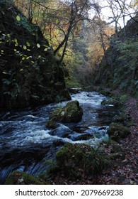 River Doon Flowing Down Ness Glen In East Ayrshire