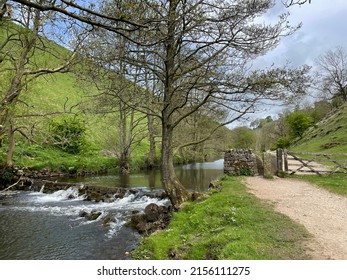 The River Dove meandering through Wolfscote Dale in the Peak District - Shutterstock ID 2156111275
