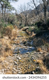 The river drying up due to climate change. Climate crisis