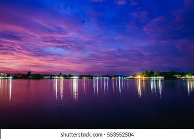 River Evening At Suratthani In Thailand