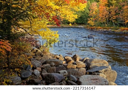 River at fall season in Parc des Chutes-Dorwin (English : Park of Dorwin Falls), in Lanaudiere, Quebec