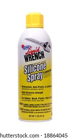 RIVER FALLS,WISCONSIN-APRIL22, 2014: A Can Of Liquid Wrench Silicone Spray. Liquid Wrench Is A Product Of Radiator Specialty Company Of Charlotte,North Carolina.