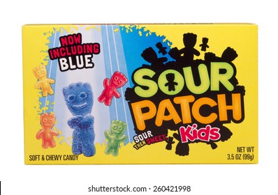 RIVER FALLS,WISCONSIN-MARCH 13,2015: A Box Of Sour Patch Soft And Chewy Candy. This Candy Starts Out Sour And Then Turns Sweet.