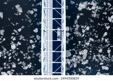 River with floe and snowy bridge. Aerial view of Poland in winter. Cold winter in Bydgoszcz - Powered by Shutterstock