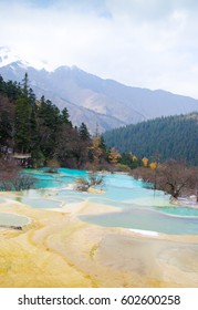 The river flow between valley of the mountains at China.