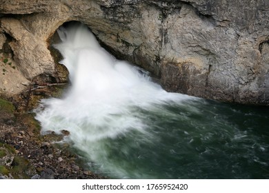 River flows through the mountain