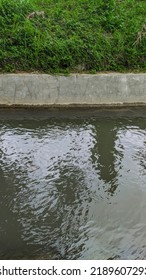 River Irrigation Channel With Cement Drain