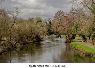 River Kennet With A Barge In The Distance