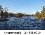 River kiiminkijoki and rapids at Koitelinkioski near Oulu, Finland