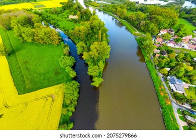 River Labe And Jizera Confluence