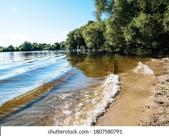 River Landscape On A Sunny Summer Day, Dove Elbe In Hamburg, Germany