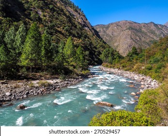 River From Langtang Trek In Nepal