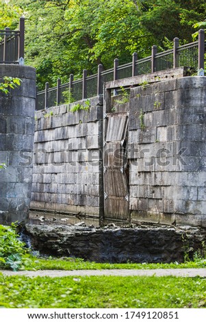 River lock designed to hold back water near the Maumee River In Toledo Ohio