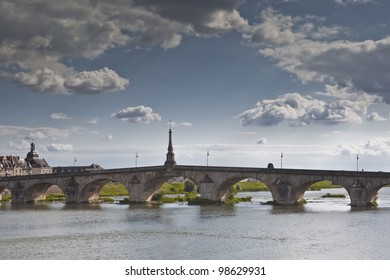 The River Loire And Pont Jacques Gabriel In Blois.