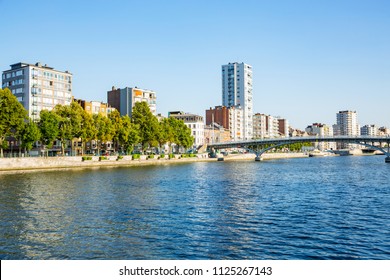 Liège With The River Meuse In Downtown, Wallonia, Belgium