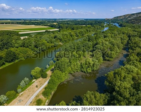 River Morava passing Devin castle in Slovakia.IMAGE