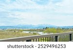 River and mountains seen from Kamo Ohashi Bridge, Kamo City, Niigata Prefecture