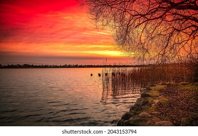 River Nature In Evening Landscape