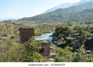 Aoös River Or Vjosë River Passing Through Permet Town In Southeast  Albania