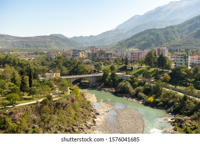 Aoös River Or Vjosë River Passing Through Permet Town In Southeast  Albania