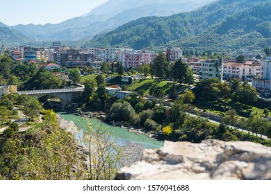 Aoös River Or Vjosë River Passing Through Permet Town In Southeast  Albania