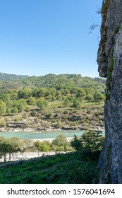 Aoös River Or Vjosë River Passing Through Permet Town In Southeast  Albania