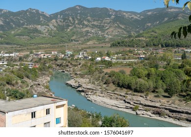 Aoös River Or Vjosë River Passing Through Permet Town In Southeast  Albania