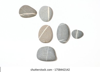 River Pebbles Isolated On White Background