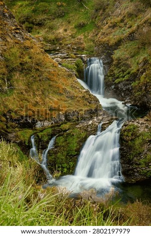The river plunges along its upper course, overcoming disproportionate differences in elevation.