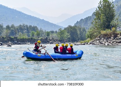 River Rafting In Beas River At Kullu, Himachal Pradesh, India.