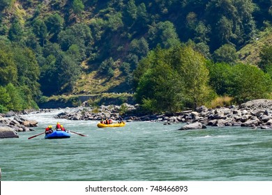 River Rafting In Beas River At Kullu, Himachal Pradesh, India.