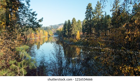 river reflection in fall