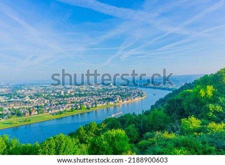 River Rhine Koblenz Germany from above