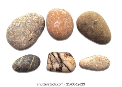 River Rocks Isolated On A White Background