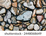 River rocks partially wet in water