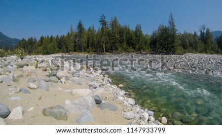 River with Rocks Running Through The Forest